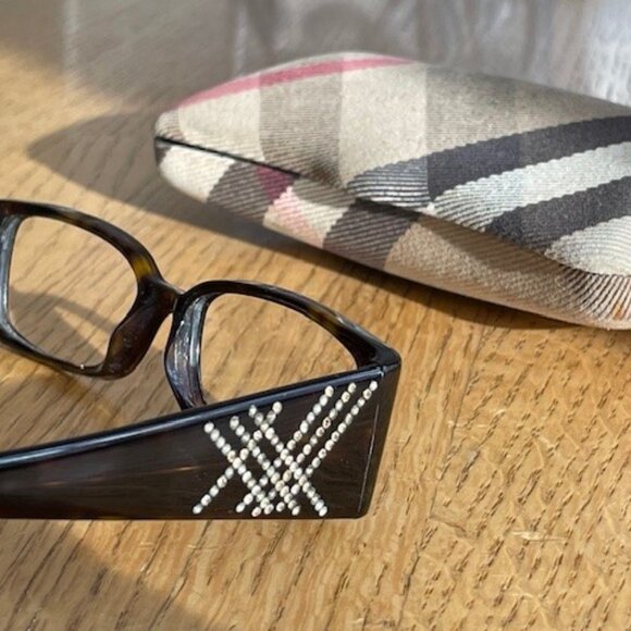 Vtg. BURBERRY WOMEN’S EYEGLASSES FRAME + CASE Havana Brown Tortoise - Picture 4 of 16